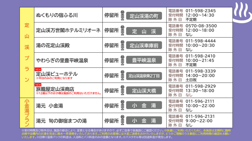 入浴施設一覧