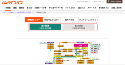 時刻表選択画面