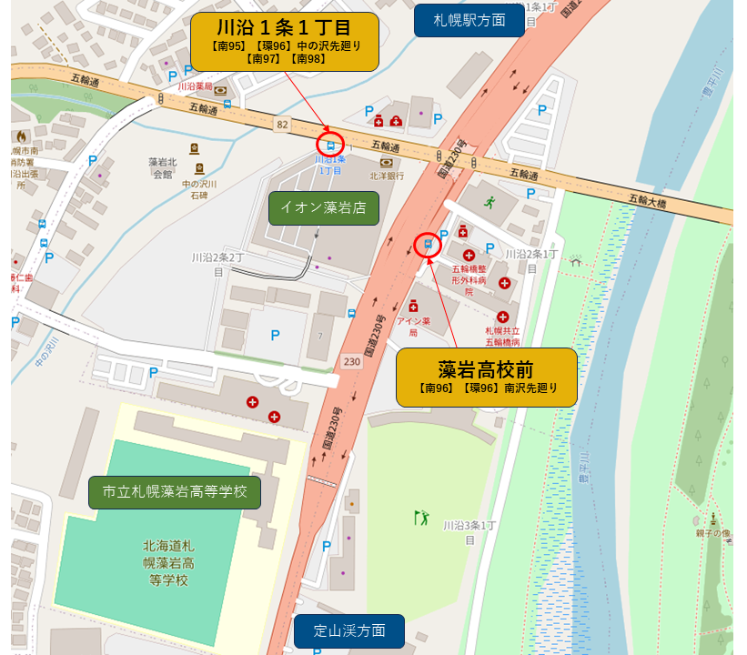 藻岩高校前付近MAP
