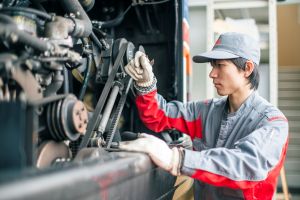 ファンベルトの整備の様子